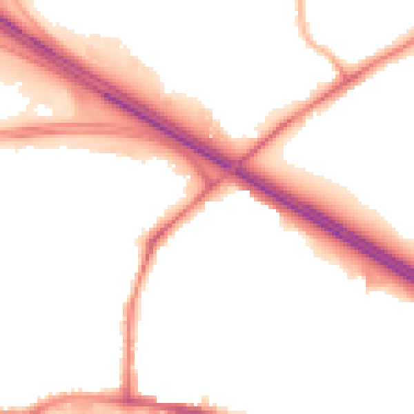 Night-time road noise heatmap for TN24 8PZ