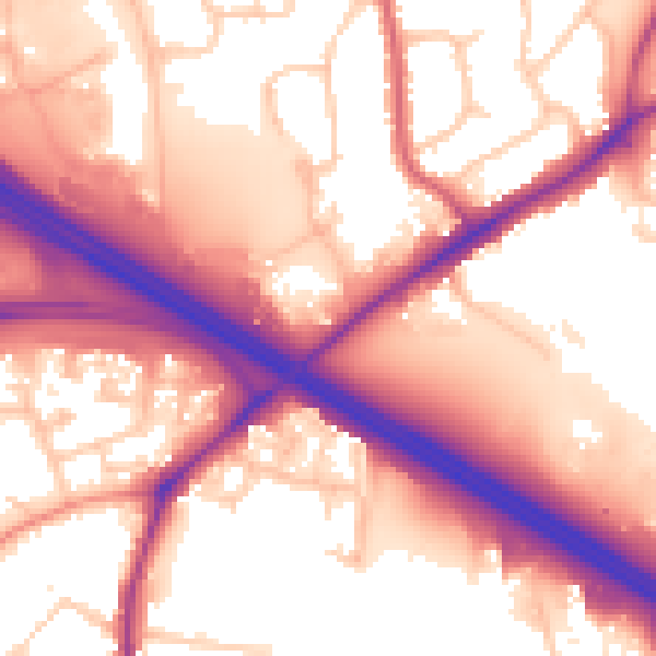 Daytime road noise heatmap for TN24 8QE