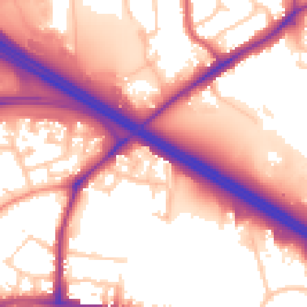 Daytime road noise heatmap for TN24 8YE