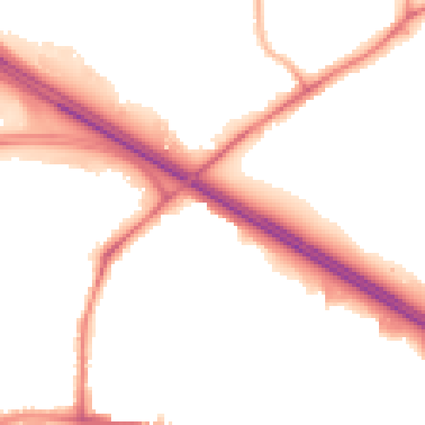 Night-time road noise heatmap for TN24 8YE