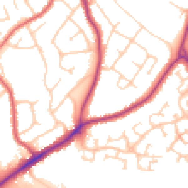 Daytime road noise heatmap for TN24 9DA
