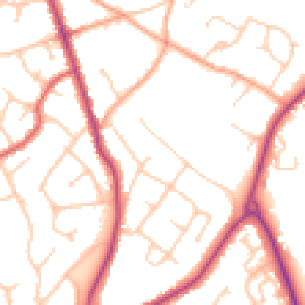 Daytime road noise heatmap for TN24 9DZ