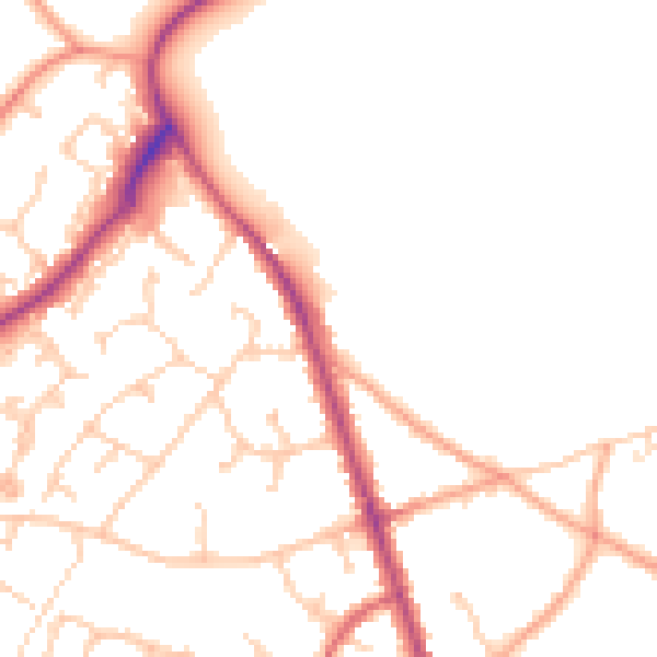 Daytime road noise heatmap for TN24 9EF