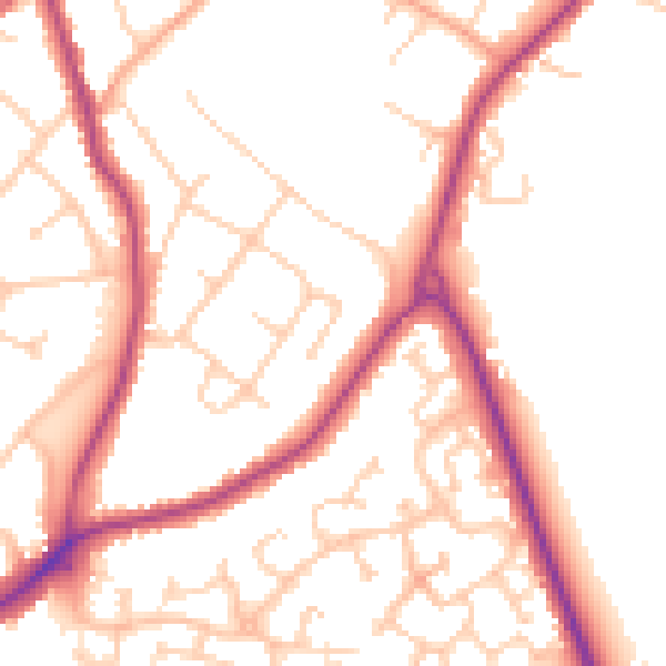 Daytime road noise heatmap for TN24 9ER