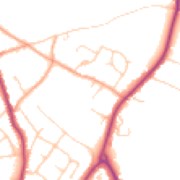 Daytime road noise heatmap for TN24 9HF