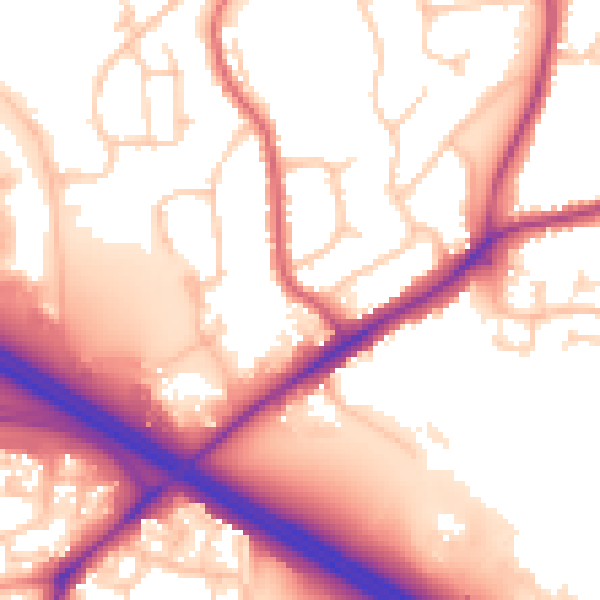 Daytime road noise heatmap for TN24 9JA
