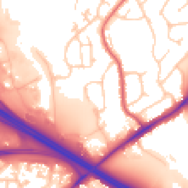 Daytime road noise heatmap for TN24 9JS