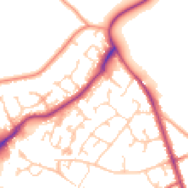 Daytime road noise heatmap for TN24 9LE