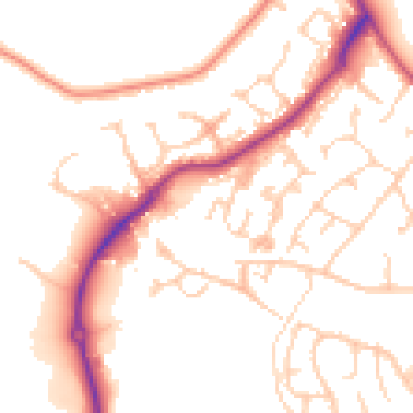 Daytime road noise heatmap for TN24 9LF