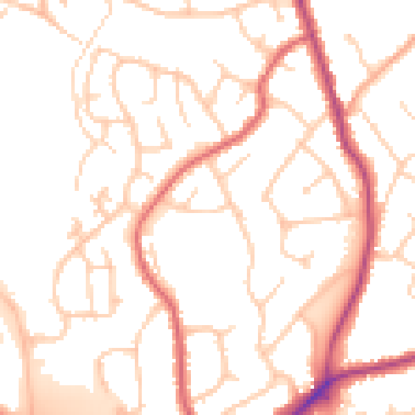 Daytime road noise heatmap for TN24 9LS