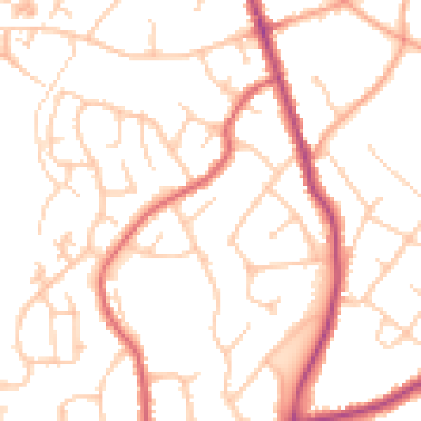 Daytime road noise heatmap for TN24 9LX