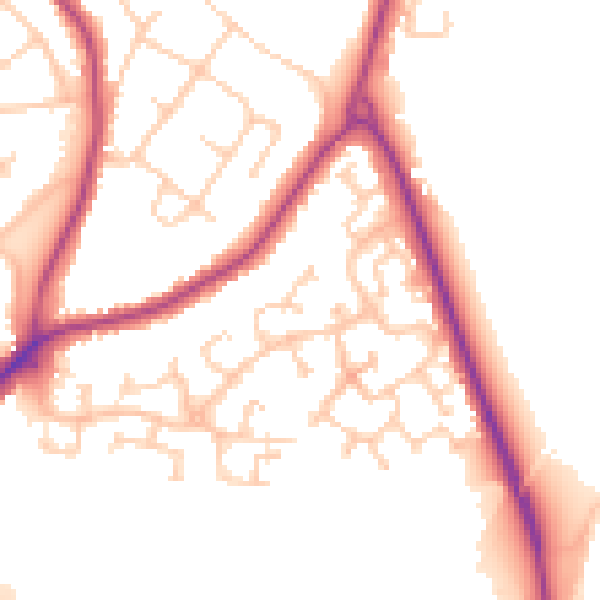 Daytime road noise heatmap for TN24 9PF