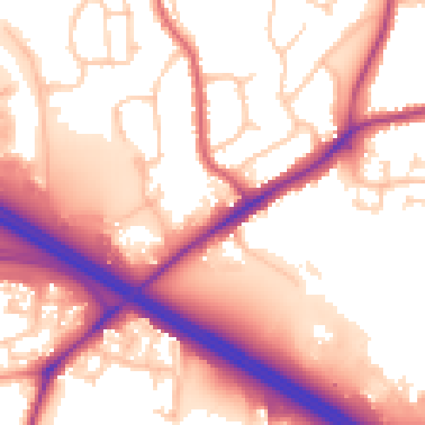 Daytime road noise heatmap for TN24 9QA
