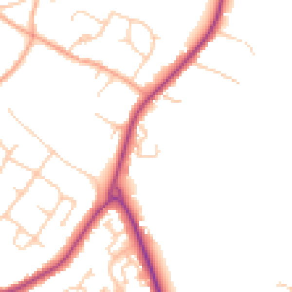 Daytime road noise heatmap for TN24 9QY