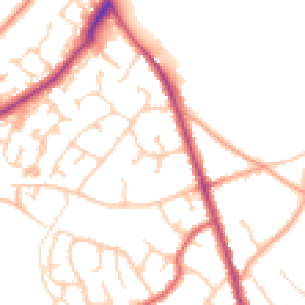 Daytime road noise heatmap for TN24 9RQ