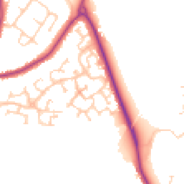 Daytime road noise heatmap for TN24 9SA
