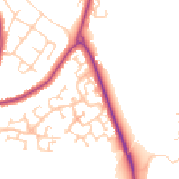 Daytime road noise heatmap for TN24 9SB
