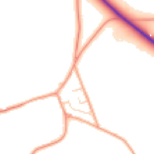 Daytime road noise heatmap for TN26 1EE