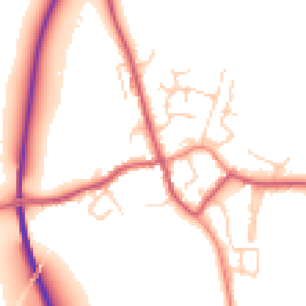 Daytime road noise heatmap for TN26 2DS