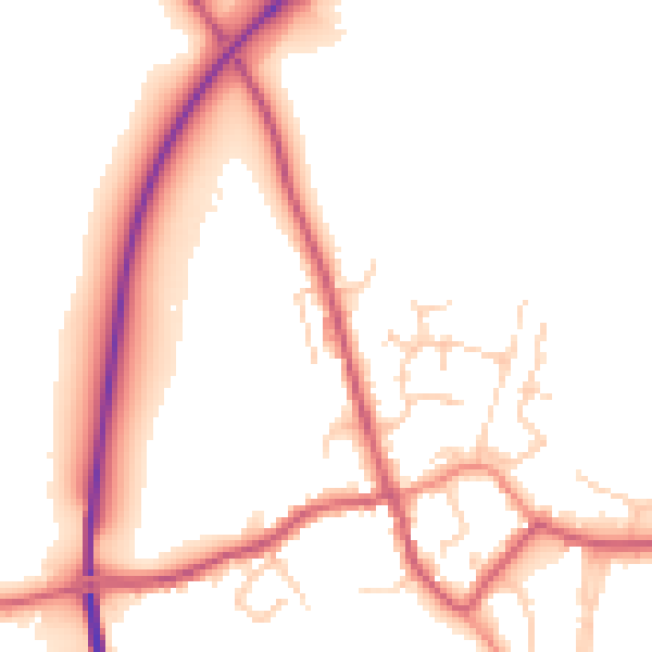 Daytime road noise heatmap for TN26 2DU