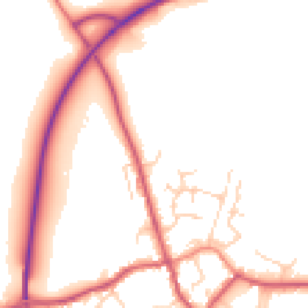 Daytime road noise heatmap for TN26 2DX
