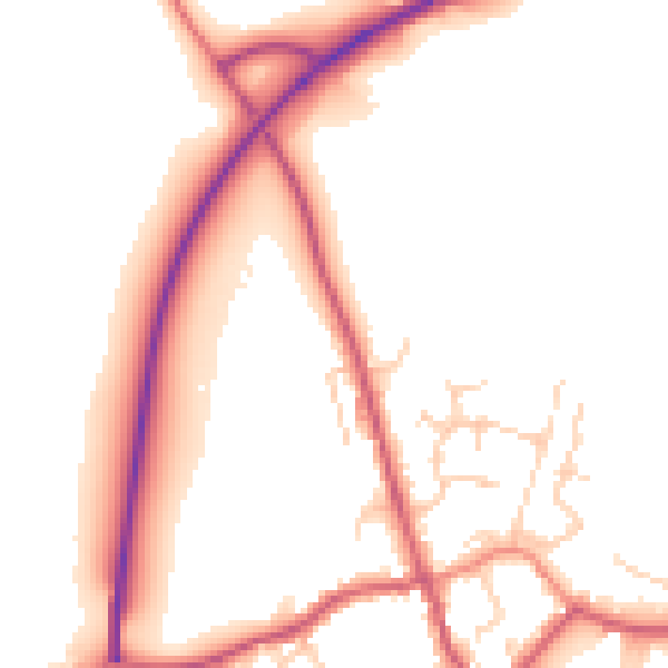 Daytime road noise heatmap for TN26 2EA