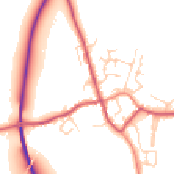 Daytime road noise heatmap for TN26 2EZ