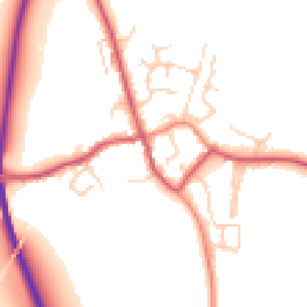 Daytime road noise heatmap for TN26 2HE