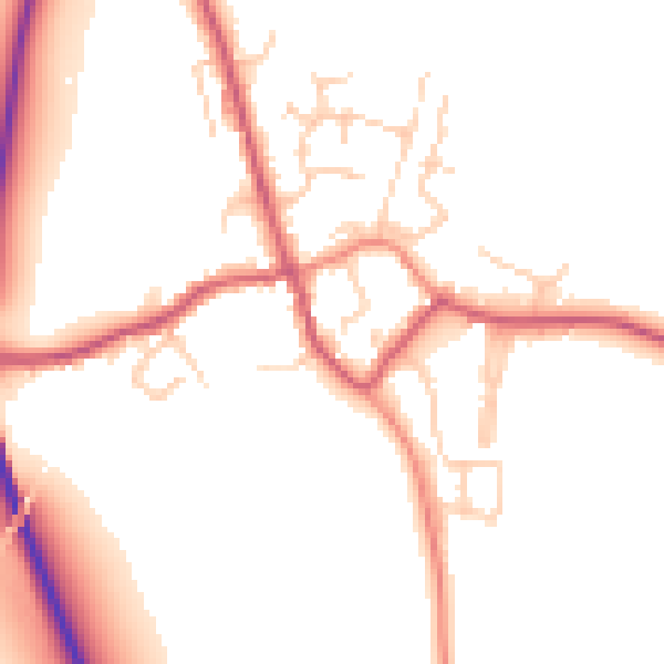 Daytime road noise heatmap for TN26 2HQ