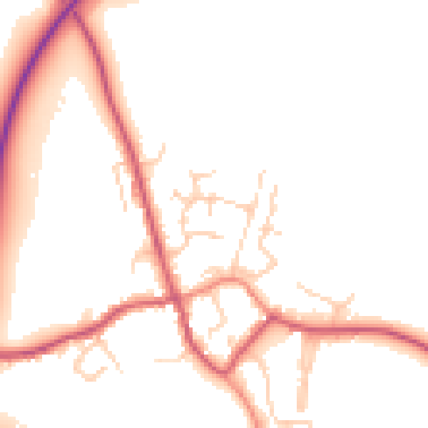 Daytime road noise heatmap for TN26 2JG