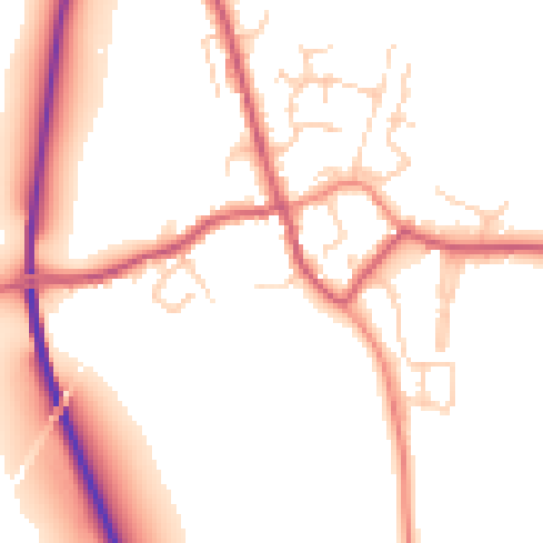 Daytime road noise heatmap for TN26 2JH