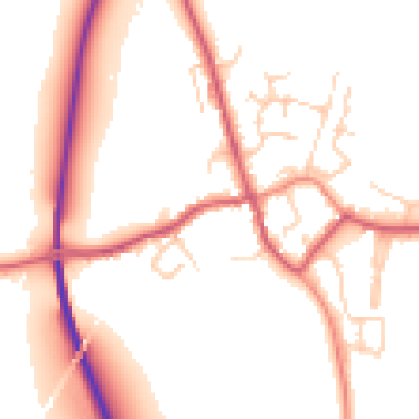 Daytime road noise heatmap for TN26 2JL