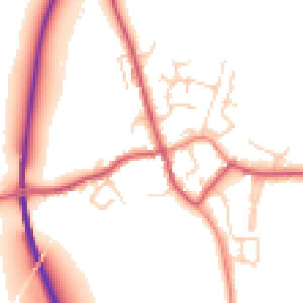 Daytime road noise heatmap for TN26 2JN