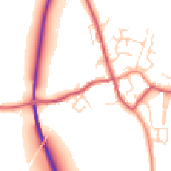 Daytime road noise heatmap for TN26 2JP