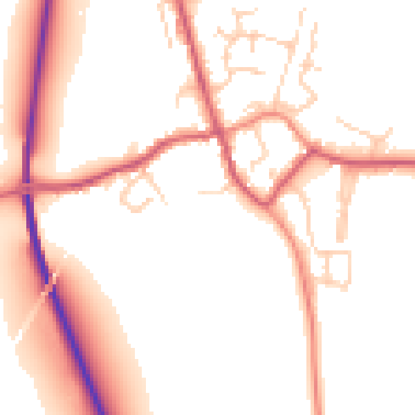 Daytime road noise heatmap for TN26 2JQ