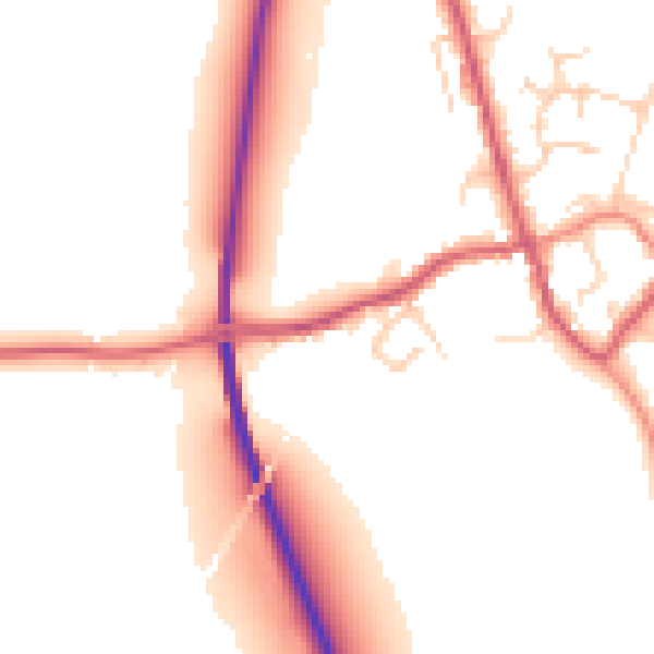 Daytime road noise heatmap for TN26 2JR