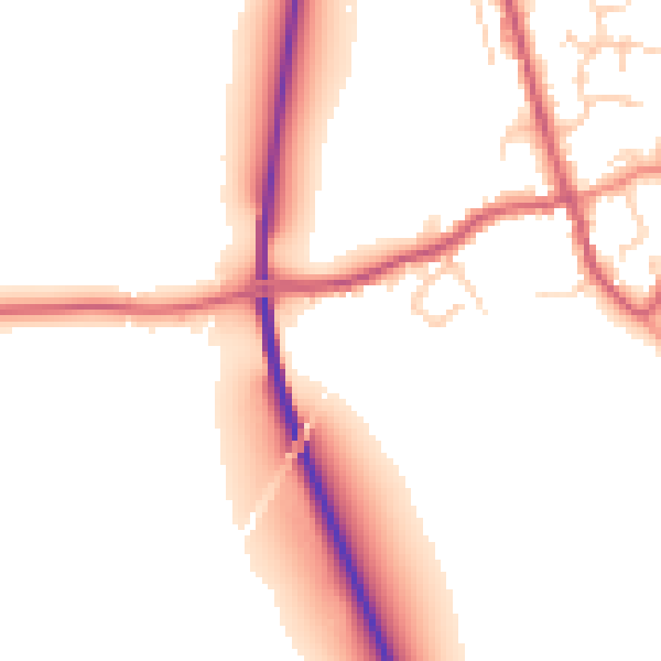 Daytime road noise heatmap for TN26 2JS