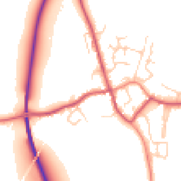 Daytime road noise heatmap for TN26 2JW
