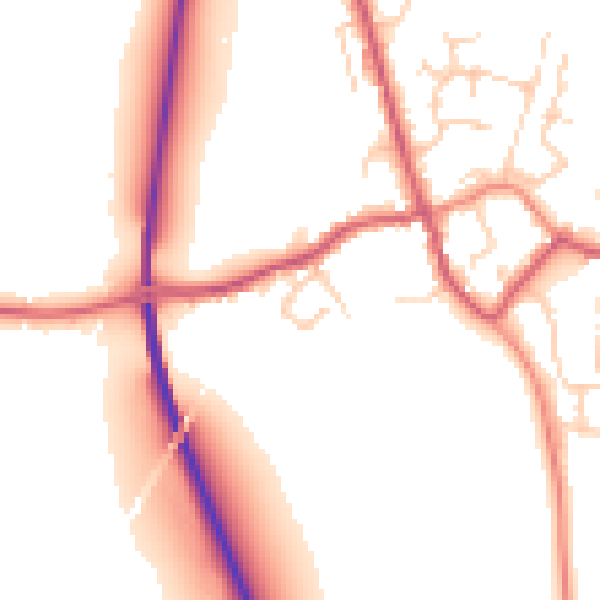 Daytime road noise heatmap for TN26 2LB
