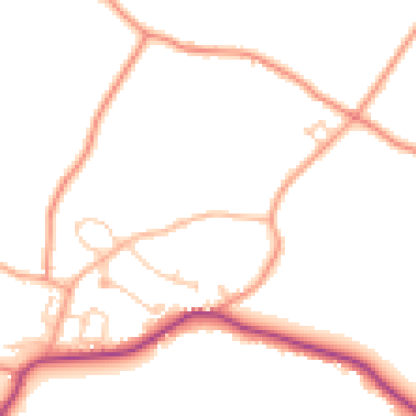 Daytime road noise heatmap for TN26 3AD
