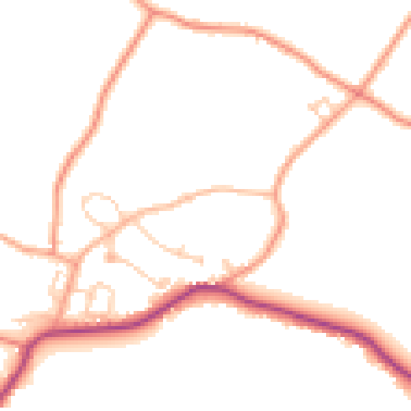 Daytime road noise heatmap for TN26 3AG