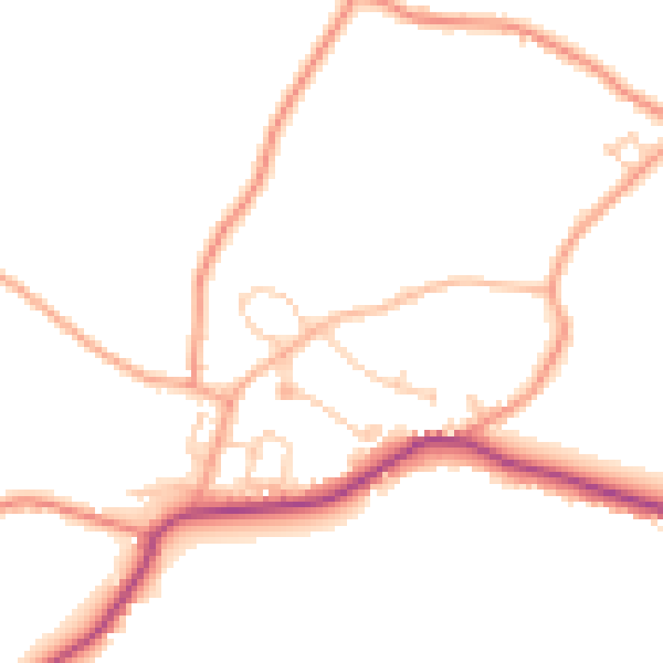 Daytime road noise heatmap for TN26 3AQ