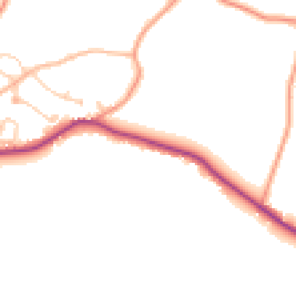 Daytime road noise heatmap for TN26 3AS