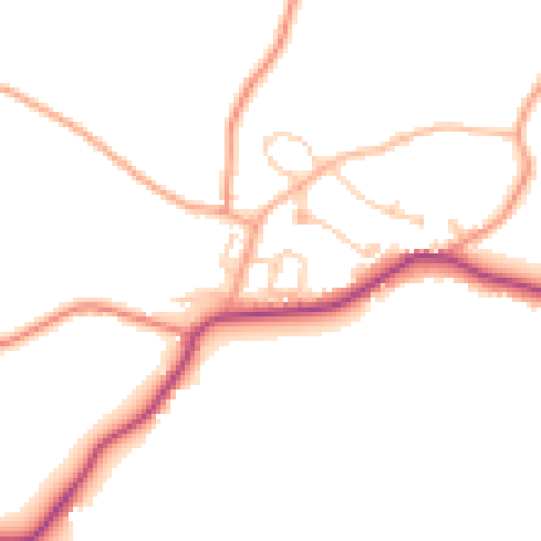 Daytime road noise heatmap for TN26 3AW