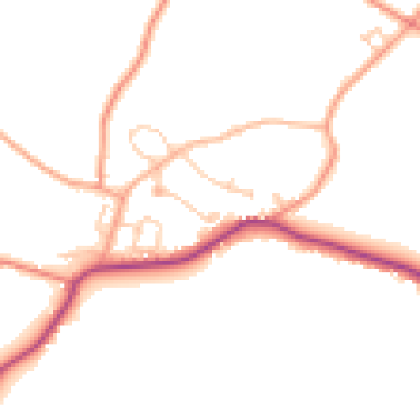 Daytime road noise heatmap for TN26 3BN