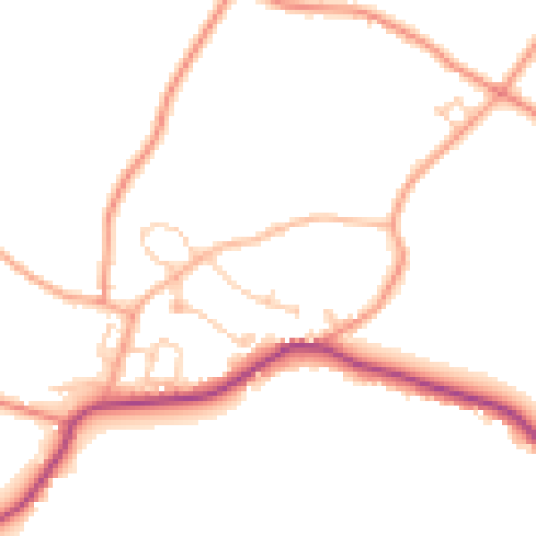 Daytime road noise heatmap for TN26 3BT