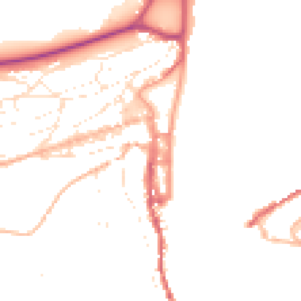 Daytime road noise heatmap for TQ6 9AD