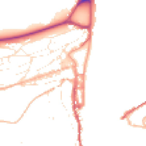 Daytime road noise heatmap for TQ6 9DH