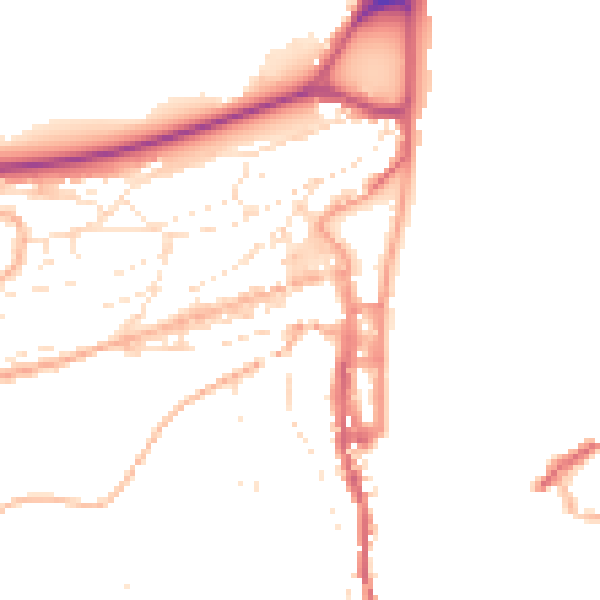 Daytime road noise heatmap for TQ6 9DL