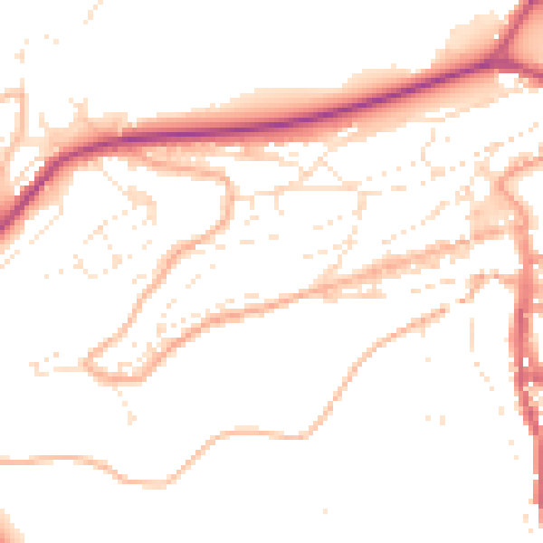 Daytime road noise heatmap for TQ6 9EB